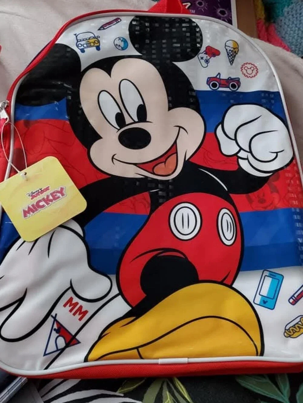 Disney Mickey Mouse Red Blue Yellow Kids Backpack